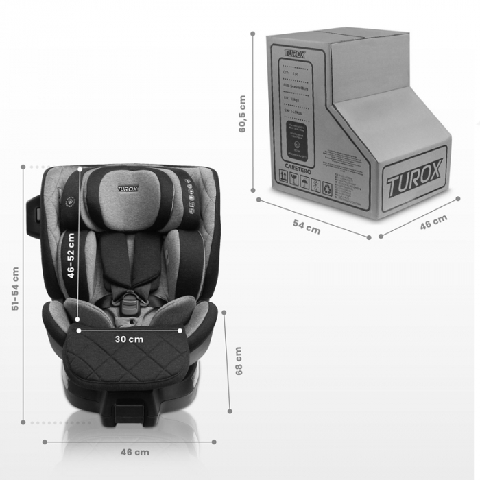Scaun auto rotativ cu sistem isofix 40-150 cm, 0 luni+, Caretero Turox I-SIZE 030184-B, Bej [3]