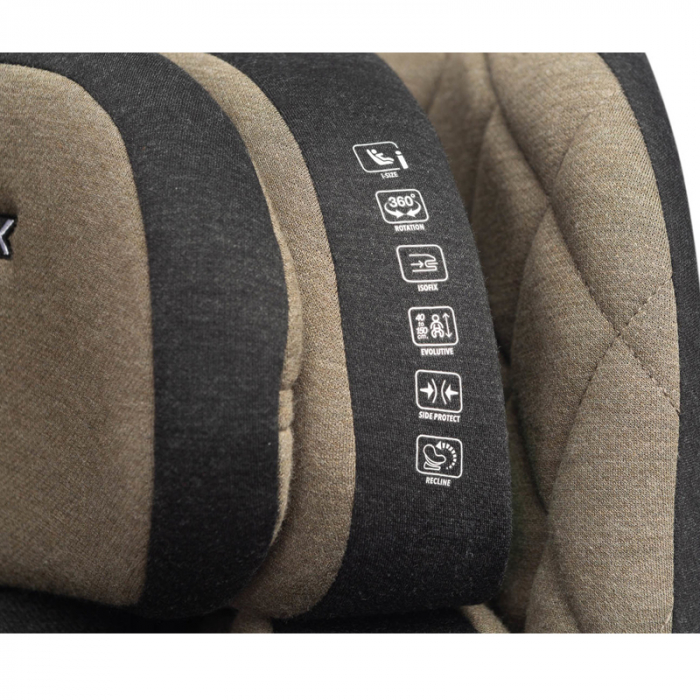 Scaun auto rotativ cu sistem isofix 40-150 cm, 0 luni+, Caretero Turox I-SIZE 030184, Kaki [6]