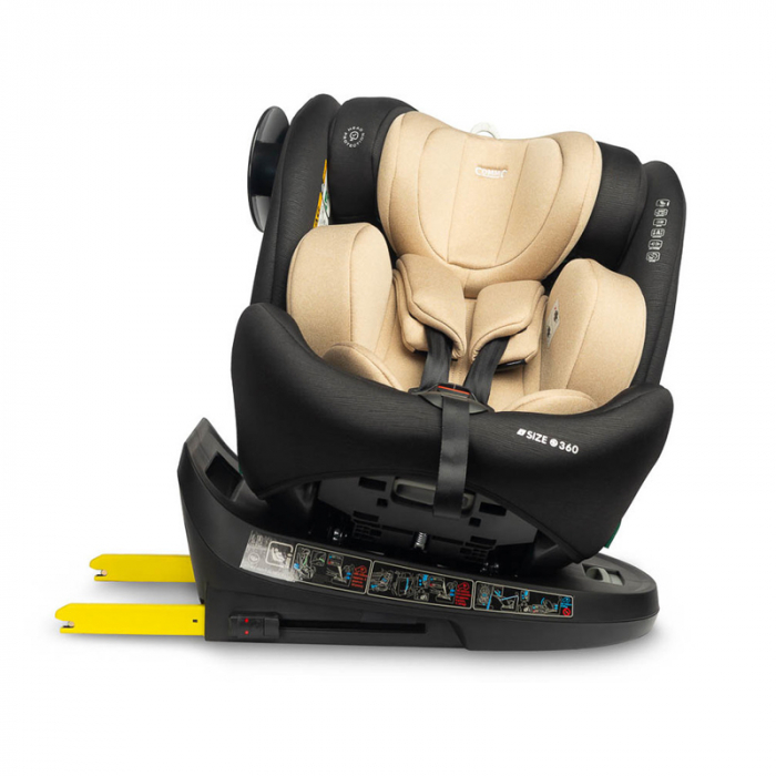 Scaun auto rotativ cu sistem isofix+Top Teather, 40-150 cm, 0-36 kg, 0 luni+, Caretero Commo I-Size 030173B, Bej [8]