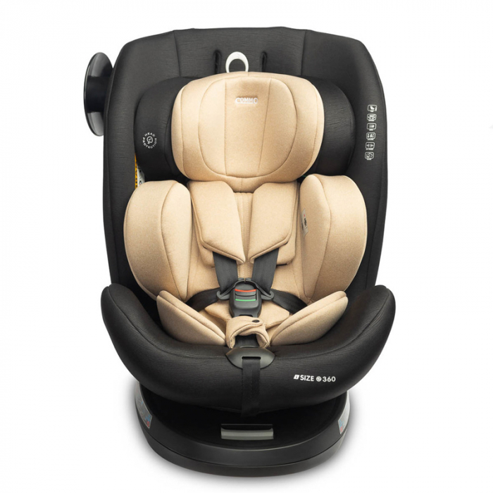 Scaun auto rotativ cu sistem isofix+Top Teather, 40-150 cm, 0-36 kg, 0 luni+, Caretero Commo I-Size 030173B, Bej [7]