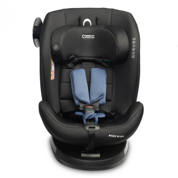 Scaun auto rotativ cu sistem isofix+Top Teather, 40-150 cm, 0-36 kg, 0 luni+, Caretero Commo I-Size 030173BL, Bleumarin [10]