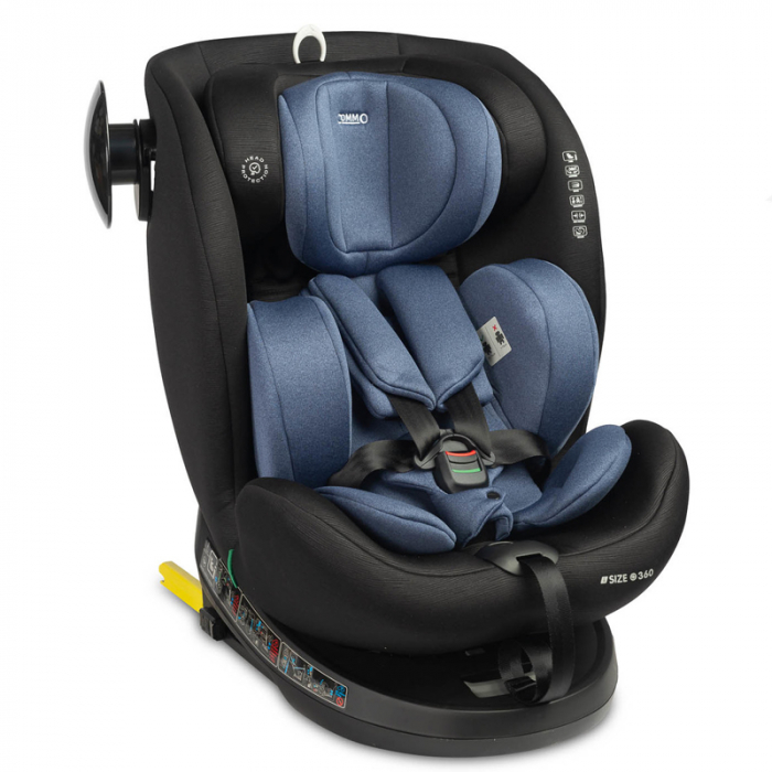 Scaun auto rotativ cu sistem isofix+Top Teather, 40-150 cm, 0-36 kg, 0 luni+, Caretero Commo I-Size 030173BL, Bleumarin [19]