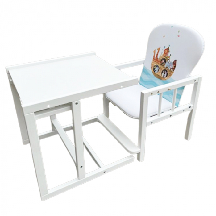 Scaun de luat masa 2 in 1 pentru copii Drewex Antonio Zoo 005522, Alb [3]