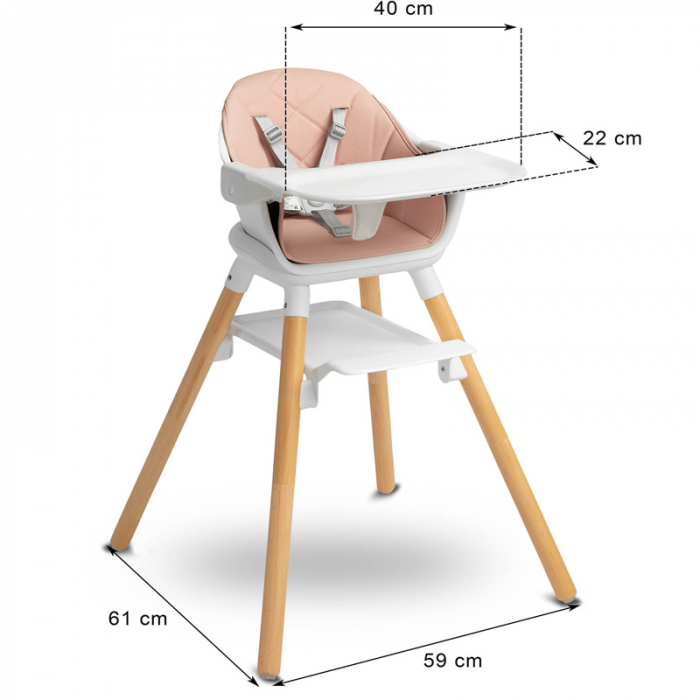 Scaun de masa multifunctional 4 in 1 Caretero Bravo SMT141, Roz [6]