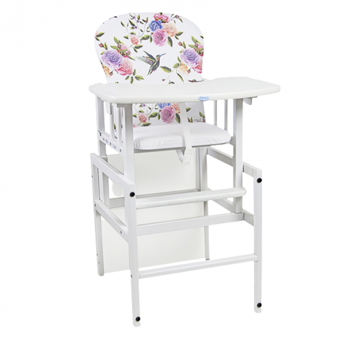 Scaun de luat masa 2 in 1 pentru copii Drewex Antos Flores 004969, Alb [2]