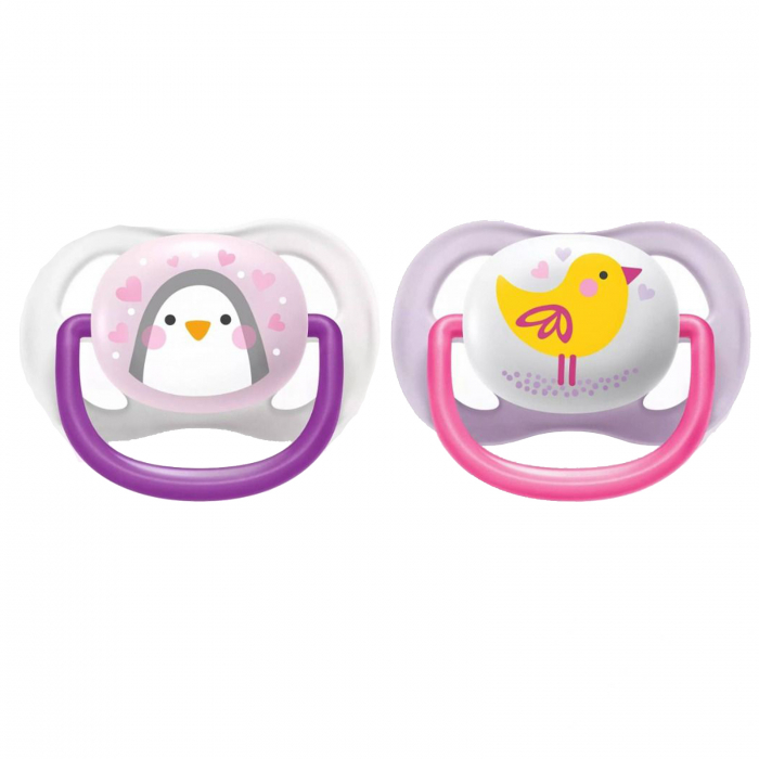Set 2 suzete ortodontice din silicon 0-6 luni Philips Avent Ultra Air Animals SCF080/06 [1]