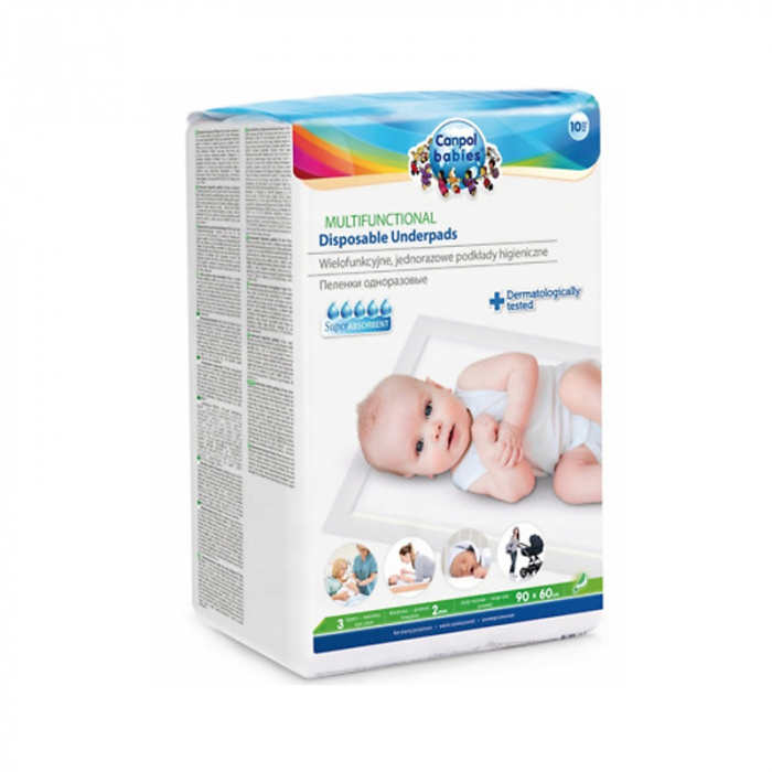 Set 10 bucati protectie saltea de unica folosinta 90 x 60 cm Canpol babies 78/002, Alb [2]