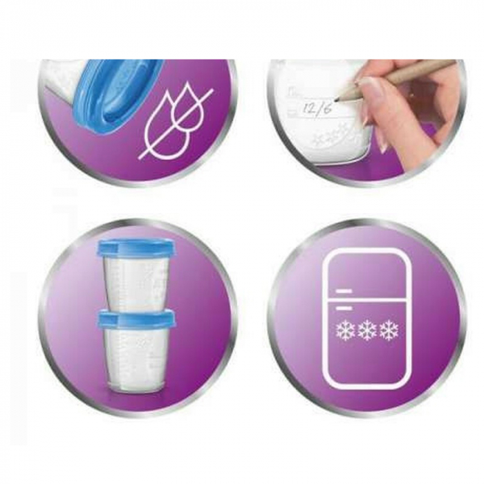 Set 20 recipiente pentru stocarea laptelui 180 ml si  240 ml 6+ luni Philips Avent SCF721/20, Albastru [4]