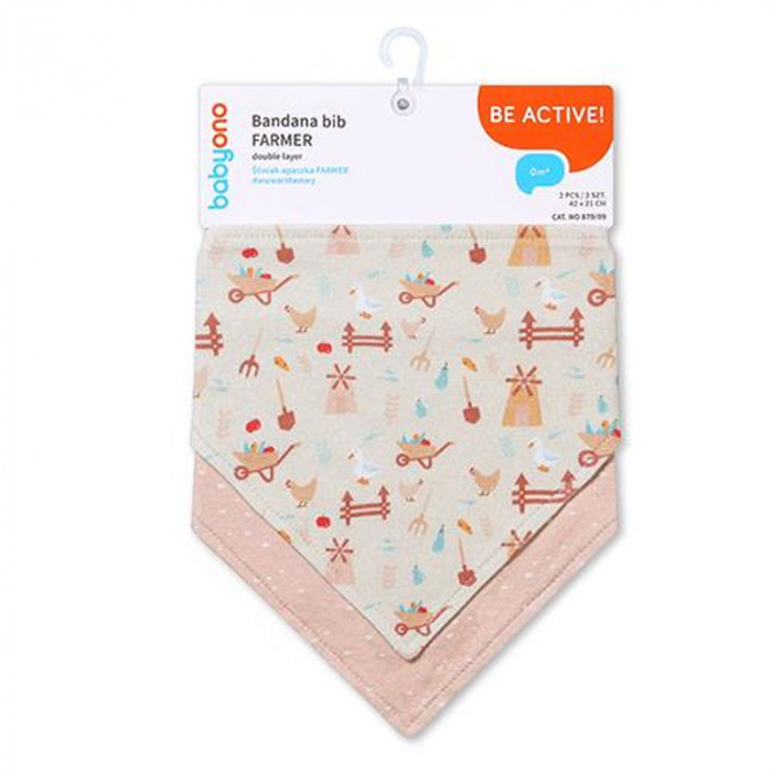Set 2 bavete din bumbac pentru bebelusi 42 x 21 cm BabyOno 879/09, Multicolor [3]