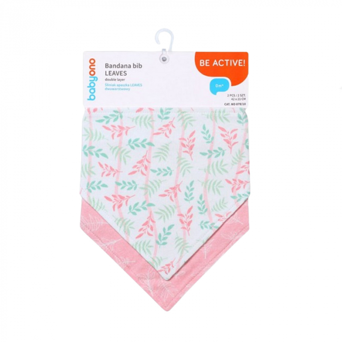 Set 2 bavete tip bandana pentru fete BabyOno 879-10B, Multicolor [4]