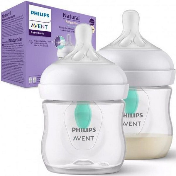 Set 2 biberoane, cu tetina din silicon, 125 ml, Philips Natural Response Air Free Vent SCY670/02, Alb [3]