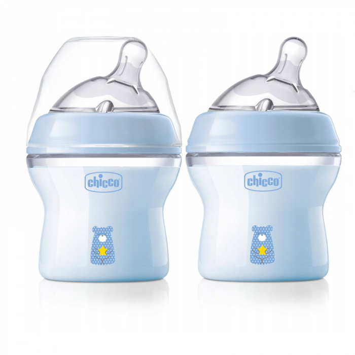 Set 2 biberoane si 1 suzeta Chicco Natural Feeling 153688, Albastru [3]