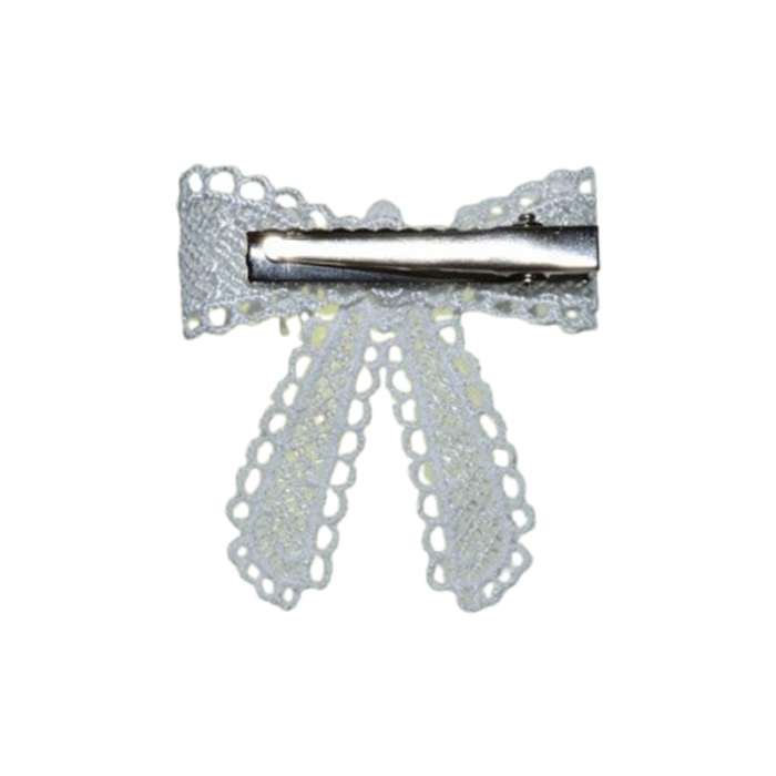 Set 2 fundite de par cu agrafa, din dantela, pentru fete, Mini Junior SF2011A, Alb [2]