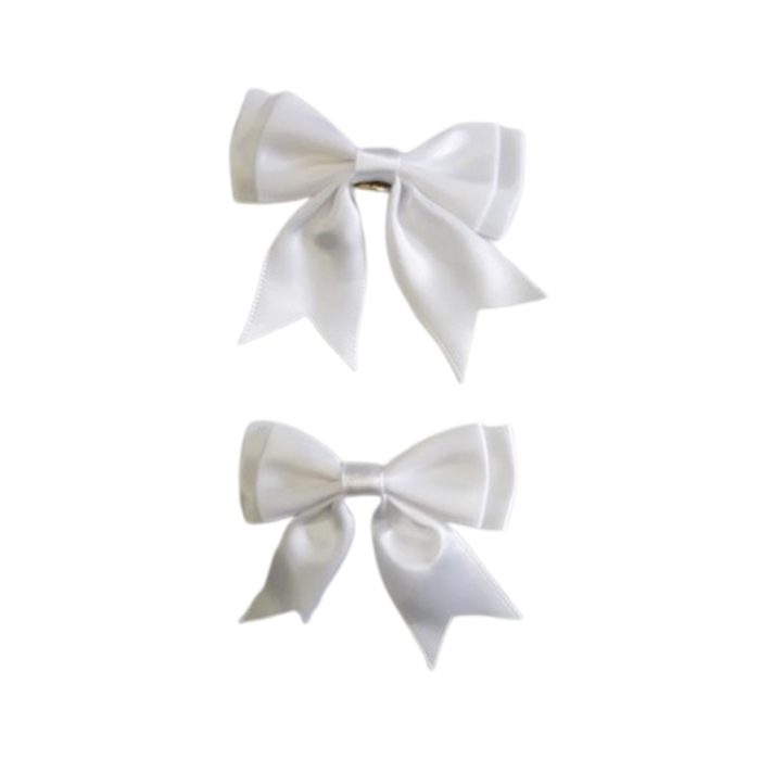 Set 2 fundite de par cu agrafa, pentru fete, Mini Junior AGRF0810-2, Alb [1]