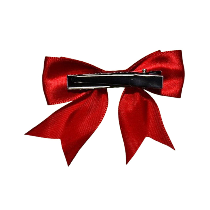 Set 2 fundite de par cu agrafa, din satin, pentru fete, Mini Junior SF2011R, Rosu [2]