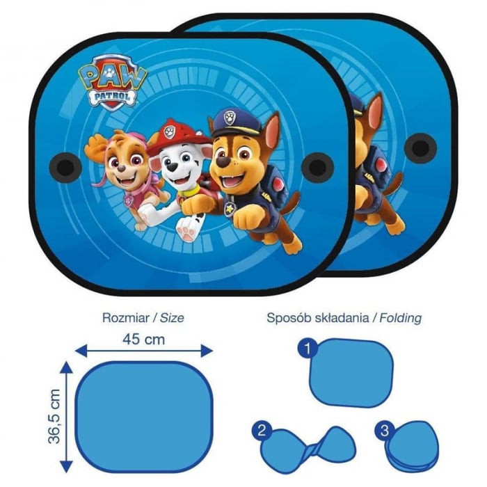 Set 2 parasolare auto cu ventuza 45 x 36,5 cm Paw Patrol Nickelodeon 738314, Albastru [2]