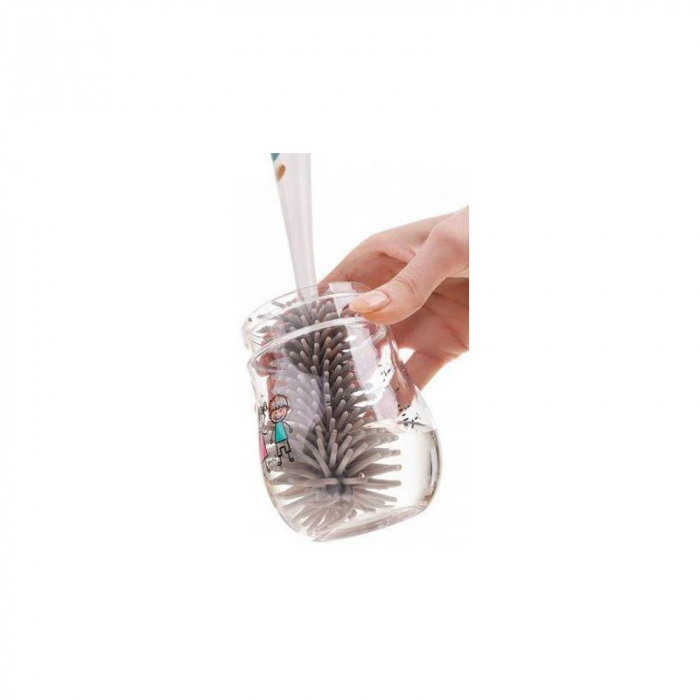 Set perie de silicon cu 3 varfuri pentru curatarea biberoanelor si a tetinelor Akuku A0512, Multicolor [6]