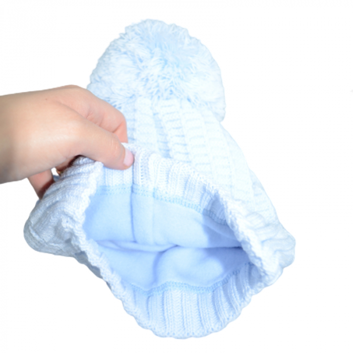 Set 2 piese caciula si fular pentru baieti Gracek GR5458, Albastru [3]