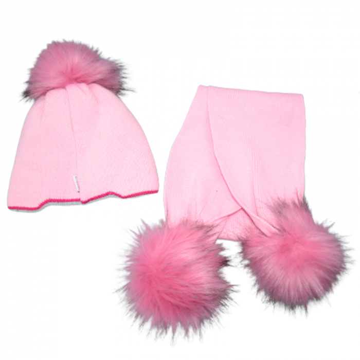 Set 2 piese caciula si fular pentru fete Gracek GR4500, Roz [2]