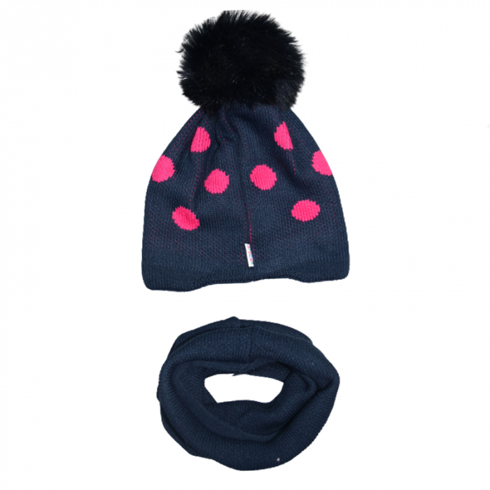 Set 2 piese caciula si fular pentru fete Gracek GR4321, Bleumarin [2]