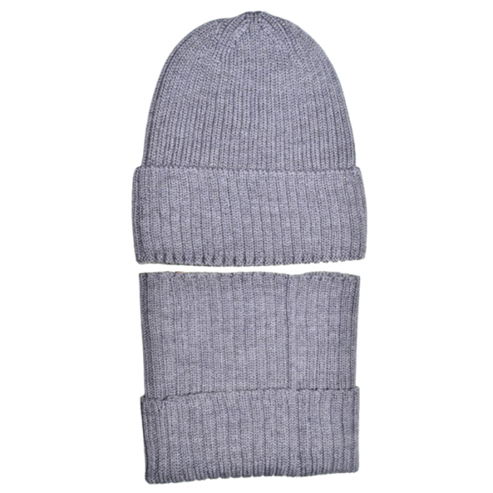 Set 2 piese caciula si guler, din lana merinos, pentru fete, Milusie CF0111G, Gri [2]