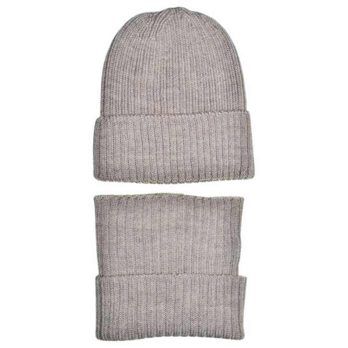 Set 2 piese caciula si guler, din lana merinos, pentru fete, Milusie CF3110B2-44-50, Crem [2]