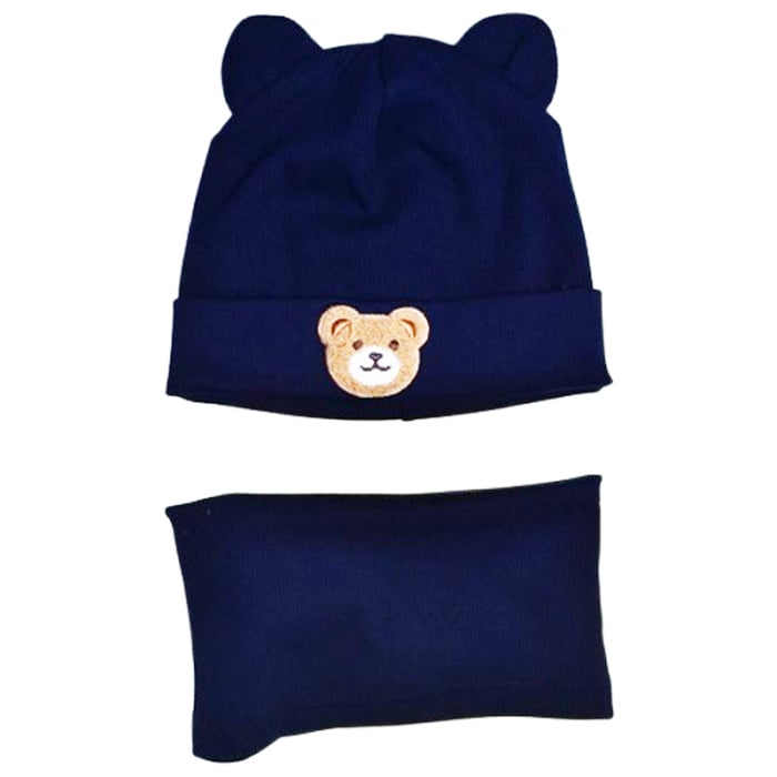 Set 2 piese caciula si guler, pentru baieti, Mini Junior C3010B-46, Bleumarin [1]