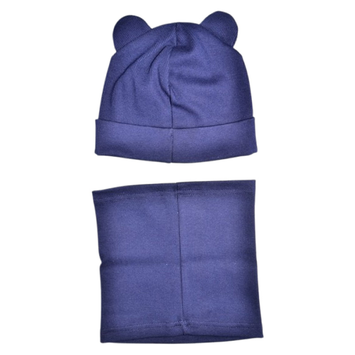 Set 2 piese caciula si guler, pentru baieti, Mini Junior C3010B-46, Bleumarin [3]