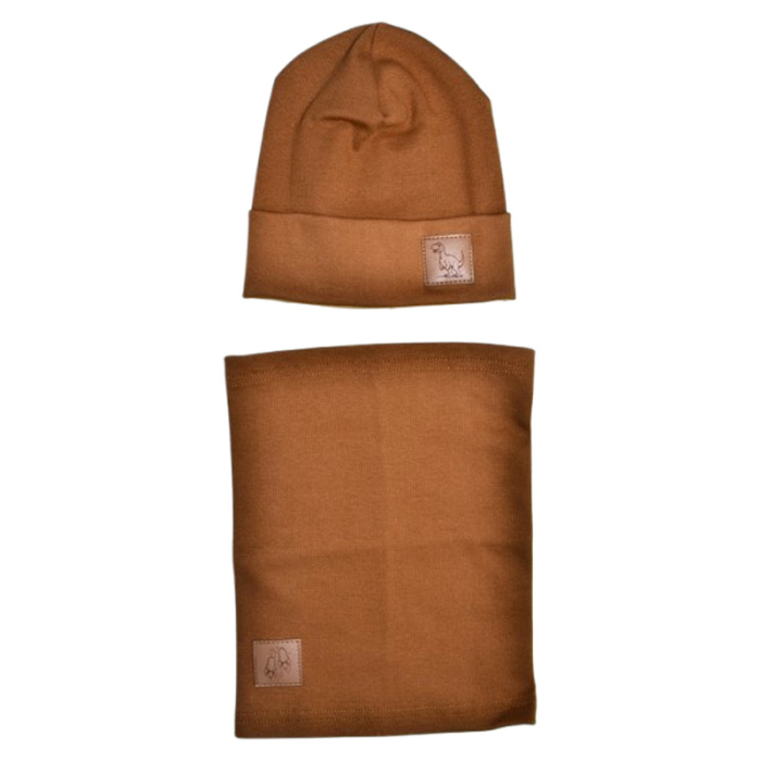 Set 2 piese caciula si guler, pentru baieti, Mini Junior C3010M2-48, Maro [1]