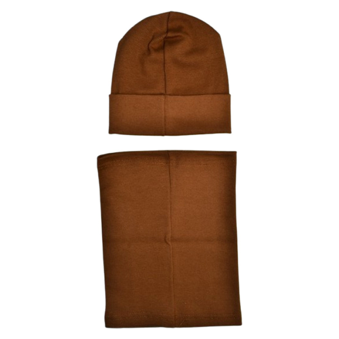 Set 2 piese caciula si guler, pentru baieti, Mini Junior C3010M2-48, Maro [2]