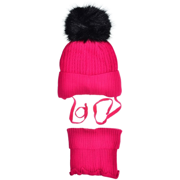 Set 2 piese caciula si guler pentru fete, Mini Junior 3110F2-6, Fucsia [2]