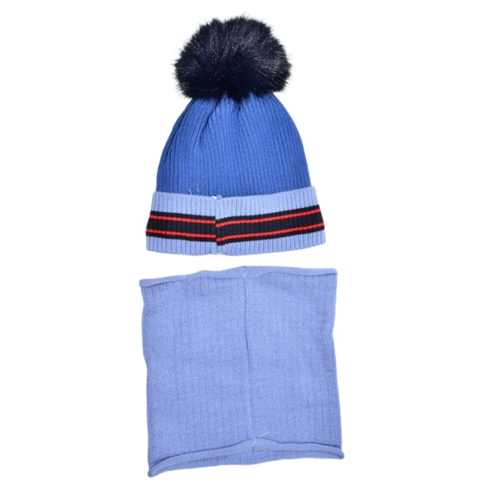 Set 2 piese caciula si guler pentru baieti, Mini Junior CG3110A-3, Albastru [2]