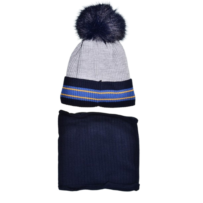 Set 2 piese caciula si guler pentru baieti, Mini Junior CG3110G-3, Gri [2]