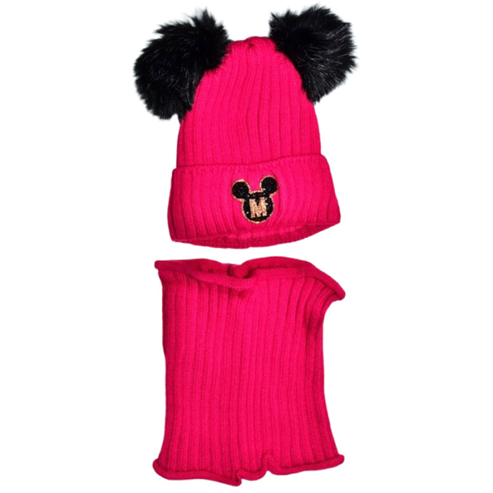 Set 2 piese caciula si guler pentru fete, Mini Junior C0111F-4, Fucsia [1]