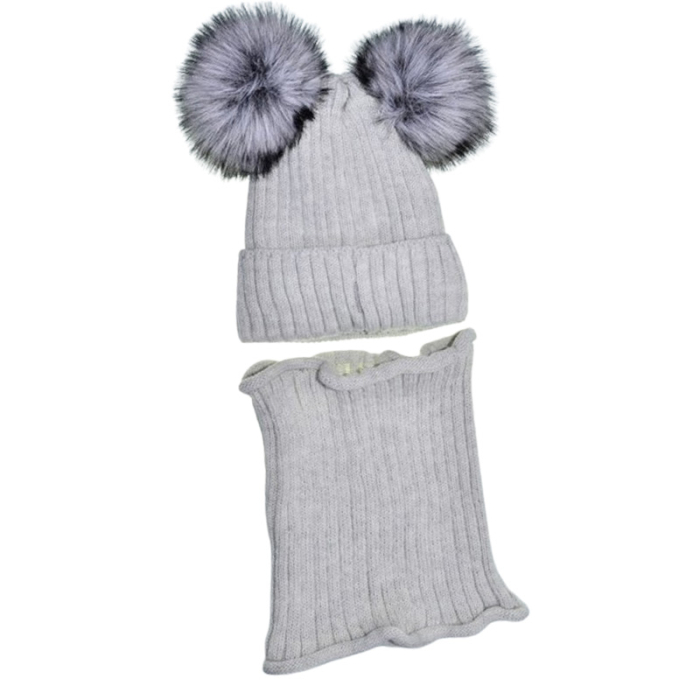 Set 2 piese caciula si guler pentru fete, Mini Junior C0111G2-6, Gri [2]