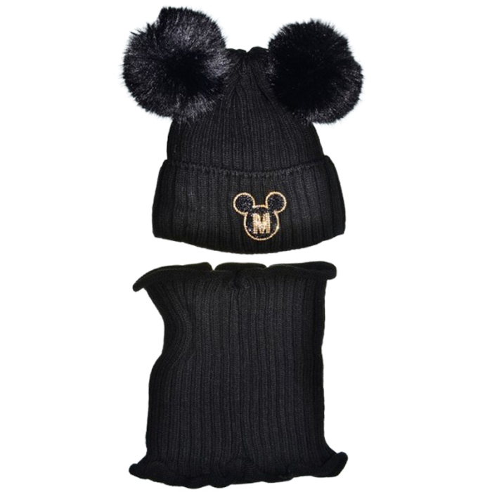 Set 2 piese caciula si guler pentru fete, Mini Junior C0111N-4, Negru [1]