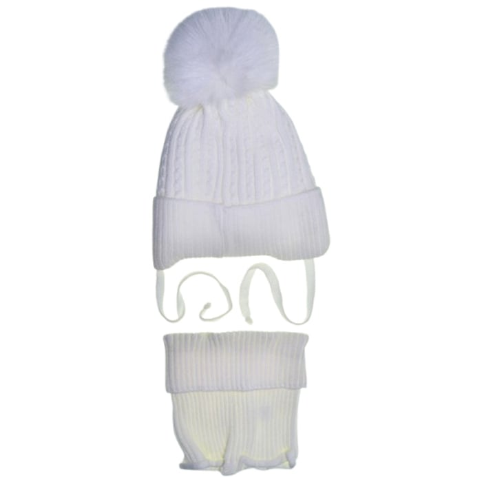 Set 2 piese caciula si guler pentru fete, Mini Junior CF3110A-6, Alb [2]