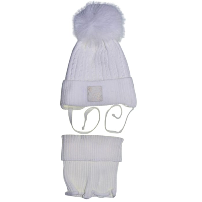 Set 2 piese caciula si guler pentru fete, Mini Junior CF3110A-6, Alb [1]