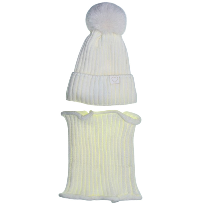 Set 2 piese caciula si guler pentru fete, Mini Junior CF3110A2-3, Alb [1]