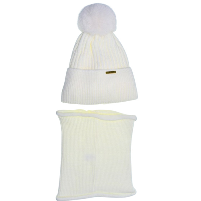 Set 2 piese caciula si guler pentru fete, Mini Junior CF3110A3-6, Alb [1]