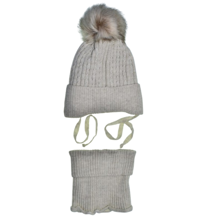 Set 2 piese caciula si guler pentru fete, Mini Junior CF3110C-6, Crem [2]