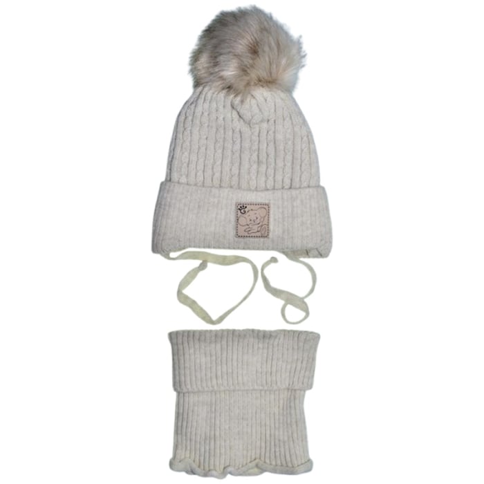 Set 2 piese caciula si guler pentru fete, Mini Junior CF3110C-6, Crem [1]