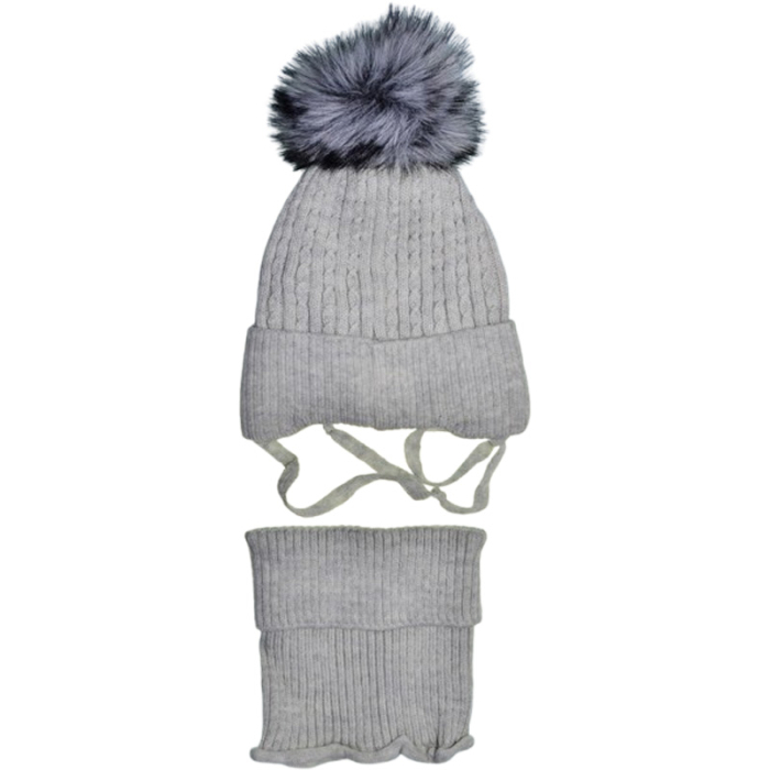 Set 2 piese caciula si guler pentru fete, Mini Junior CF3110G-6, Gri [2]