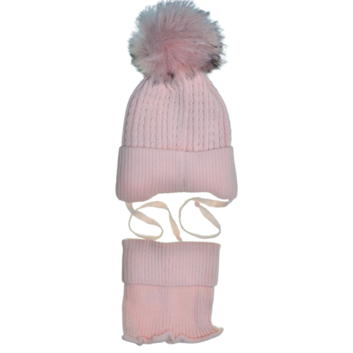 Set 2 piese caciula si guler pentru fete, Mini Junior CF3110R-6, Roz [2]