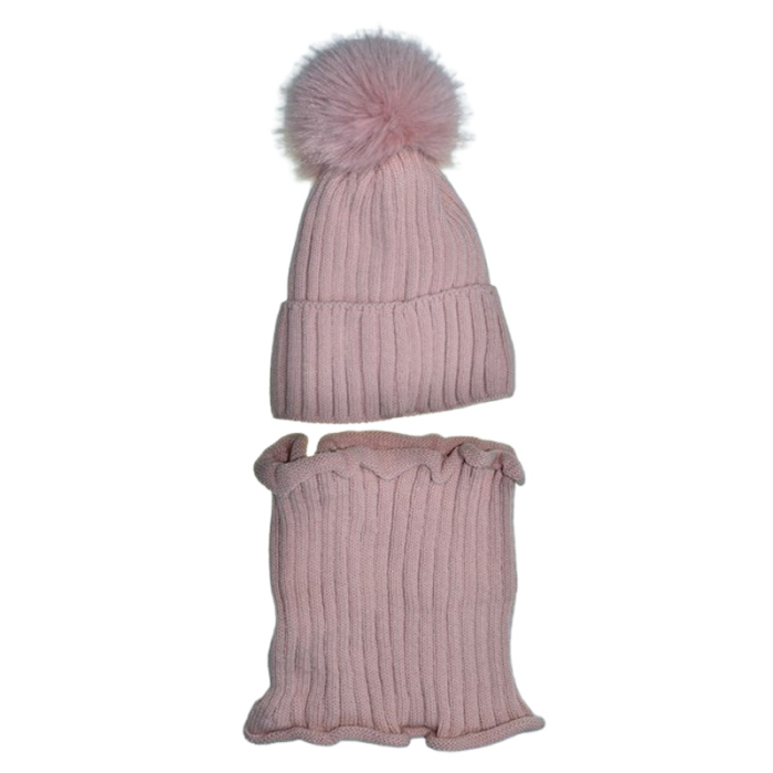 Set 2 piese caciula si guler pentru fete, Mini Junior CF3110R4-3, Roz [2]