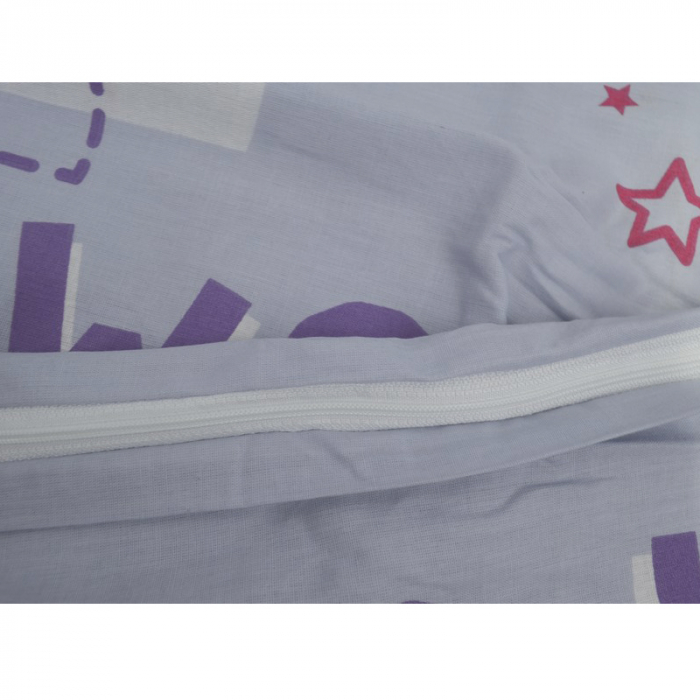Set 2 piese pentru copii husa pentru pilota si perna 135 x 100 cm Mini Junior 582594, Mov [3]