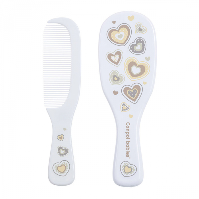 Set 2 piese perie si pieptan Canpol Babies 7/406ALB, Alb [5]