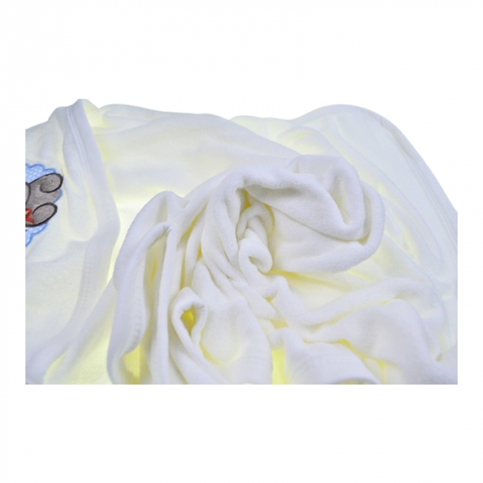 Set 2 piese prosop cu gluga si batista pentru baieti 80 x 80 cm Mini Junior P040823-4, Alb [4]
