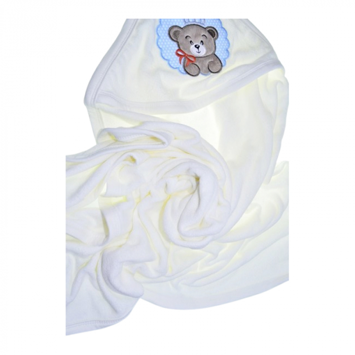 Set 2 piese prosop cu gluga si batista pentru baieti 80 x 80 cm Mini Junior P040823-4, Alb [3]