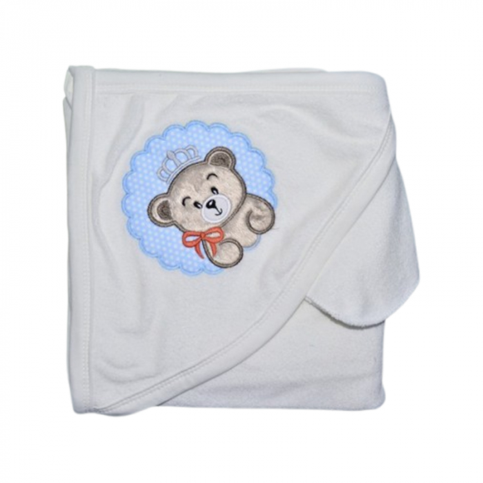 Set 2 piese prosop cu gluga si batista pentru baieti 80 x 80 cm Mini Junior P040823-4, Alb [2]